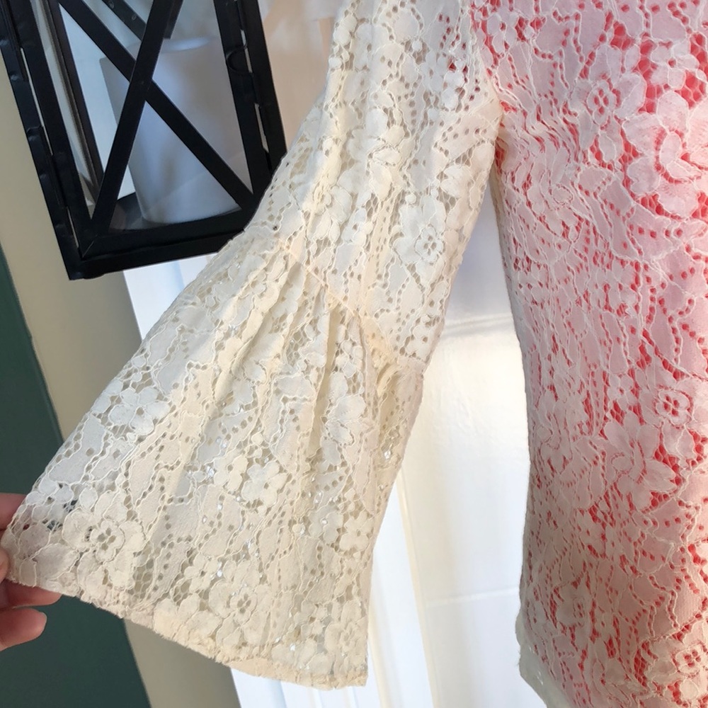 🌺Hope’s Laced with Love coral/cream top🌺 - Picture 3 of 7